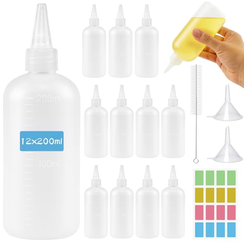 Ferenando 12 Piezas Botellas Exprimible Aceite de Plastico Reutilizable, 200ml Botella de Salsa, Squeeze Bottle con Escala Tapa de Punta, Dispensador de Botellas para Ketchup, Salsas, Aceite de Oliva Ferenando 12 Piezas Botellas Exprimible Aceite de Plastico Reutilizable, 200ml Botella de Salsa, Squeeze Bottle con Escala Tapa de Punta, Dispensador de Botellas para Ketchup, Salsas, Aceite de Oliva