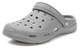 Gaatpot Womens Mens Garden Clogs with Arch Support Unisex Gardening Shoes Slip on Beach Sandals Slippers Grey,8.5-9 Women/7-7.5 Men