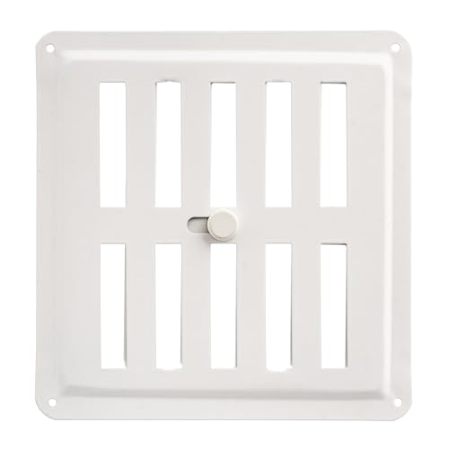 Rejilla de Ventilación Metálica Blanca RAL 9016 | Regulable con Sistema Abierto-Cerrado | Pintura en Polvo | Rejilla Ajustable para Pared o Techo 15 x 15 cm.