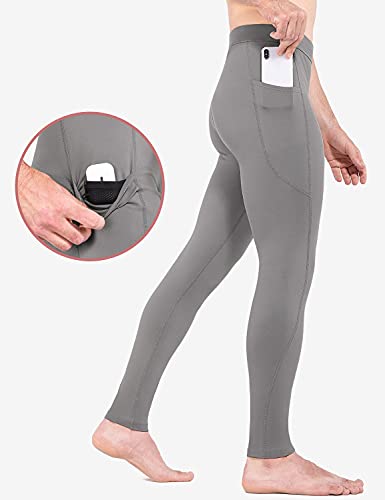 BALEAF Men's Thermal Running Tights Leggings Water Resistant with Pockets Cold Weather Hiking Cycling Fleece Pants Gray L BALEAF Men's Thermal Running Tights Leggings Water Resistant with Pockets Cold Weather Hiking Cycling Fleece Pants Gray L