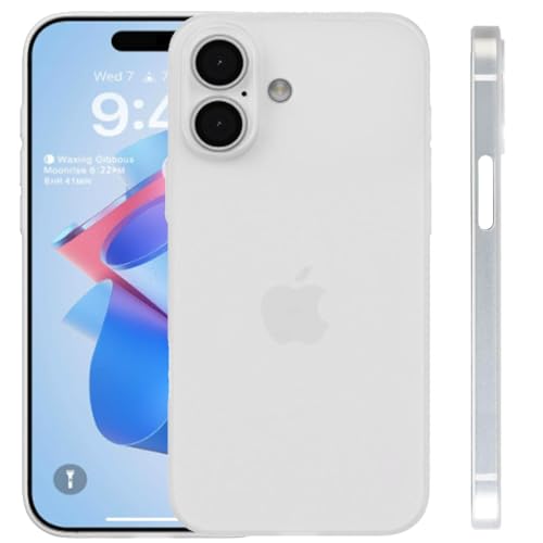 3P SPACE Super Sottile Custodia per iPhone, 0.3mm Ultra Slim Light Matte Cover Semi rigida Posteriore per iPhone, Minamal Design (iPhone 17 Trasparente)
