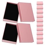 DEARMAMY Caja de Joyería Rosa 12 Piezas con Esponja 8x5x3 Cm, Organizador Compacto para Pulseras, Collares y Pendientes, Estuche de Almacenamiento Seguro para Regalos y Viajes