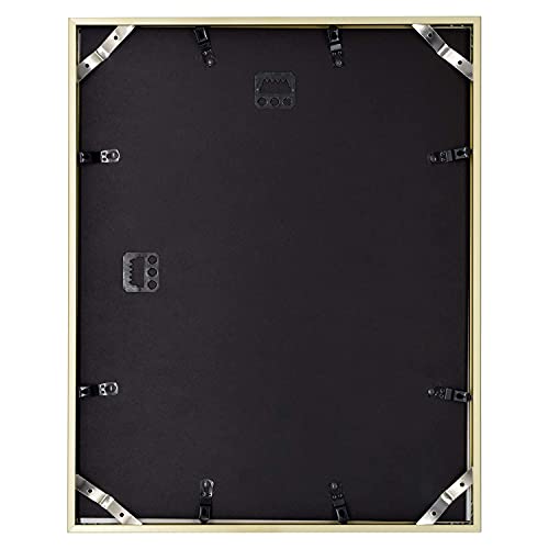 Auear, 11X14 Aluminum Metal Wall Mounting Photo Frame With Ivory Mat For 8X10 Pictures Includes Sawtooth Hangers, Spring Clips Real Glass (Gold, 2-Pack) #TOP3