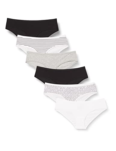 Senza etichetta Amazon Essentials Intimo Hipster in Cotone (Taglie Forti Disponibili) Donna, Pacco da 6, Stampa Monocromatica, 48