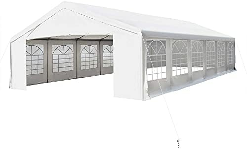 Outsunny 20' x 40' Large Party Tent Wedding & Carport with Removable Sidewalls and Double Doors, Heavy Duty Canopy Tent Sun Shade Shelter, for Parties, Wedding, Outdoor Events, BBQ, White