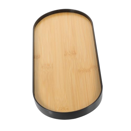 FUNNETOYU Plateau de Rangement Décoratif pour Salle de Bain Noir Plateau Multifonctionnel pour Cosmétiques Bijoux et Accessoires Organiseur Compact pour et Articles de Toilette