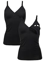 Herzmutter Stilltops Baumwolle OekoTex 100 - einfache Stillfunktion - Stilltop Set 1er & 2er - integriertes Bustier-BH mit Clip-Verschlüssen - 5420 (S, Schwarz, 2X)