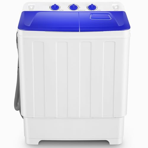Nictemaw Portable Washing Machine 30Lbs Capacity Washer and Dryer Combo 2 In 1 Compact Twin Tub Laundry Washer (19Lbs) & Spinner (11Lbs) with Drain Pump, Time Control, for Apartment Dorms RV, Blue