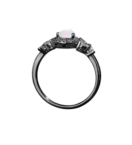 2 CT Pear Cut Created Fire Opal Wedding Bridal Set Ring with Band In 14K Black Gold Plated 925 Sterling Silver Gift for Womens4