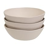 Juego de 3 ensaladeras de melamina en color beige de 23 cm. Resistentes y ligeras, ideales para servir ensaladas o guarniciones. Apto para lavavajillas. No apto para microondas.
