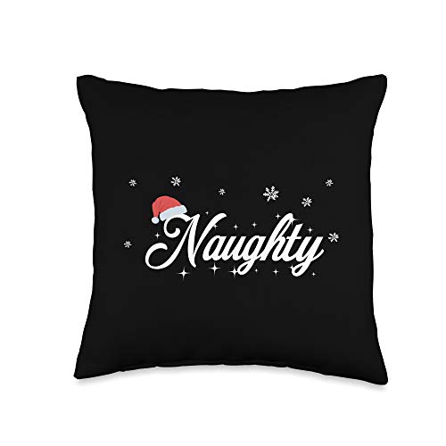 Santa's Wishing List Gifts Matching His and Hers Outfit-Naughty and Nice Christmas Throw Pillow, 16x16, Multicolor