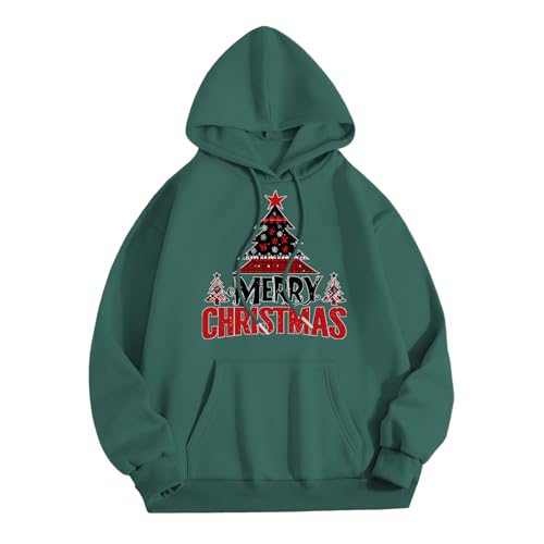 Men's Merry Christmas Graphic Hoodies Christmas Tree Sweatshirt Drop Shoulder Pullover Vacation Top Fall Party Home Work4