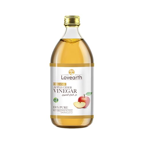 Lovearth Organic Apple Cider Vinegar with Mother 500ml - Organic ACV for Drinks Dressings & Marinades Raw Unfiltered & Unpasteurized Vegan & Keto-Friendly No Added Preservatives