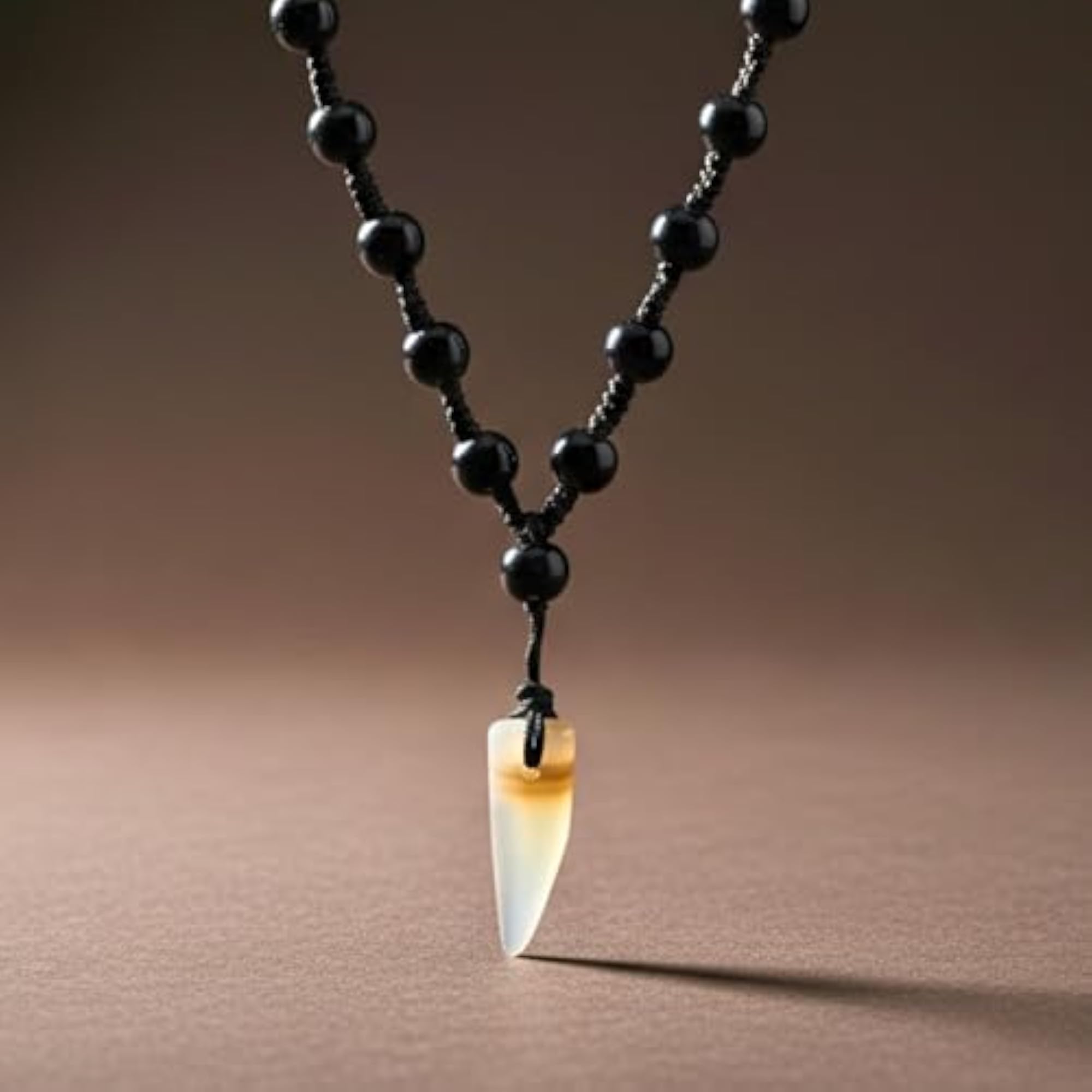 Men's Natural Crystal Pendant with Leather Rope Necklace