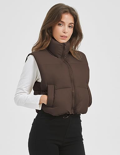 Kissonic Womens Winter Cropped Puffer Vest Sleeveless Padded Lightweight Puffy Vest with Pockets3