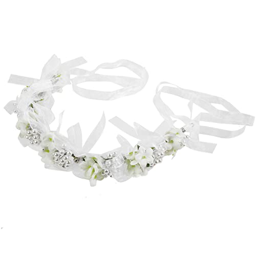 FOMIYES Flor Pérola Tiara Tiara Menina Pérola Tiara Casamento Menina Tiara Branca