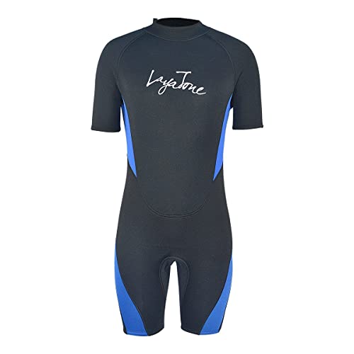 Layatone Shorty Wetsuit Men Women 3Mm Neoprene Wetsuits Surfing Scuba Diving Canoeing Suits Adults Men Diving Suits Shortie Wetsuit Women (Blue,5Xl) #TOP6