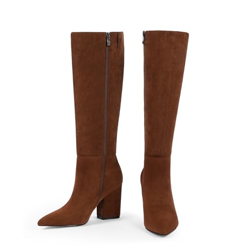 Modatope Kniehohe Stiefel für Damen, spitzer Zehenbereich,...