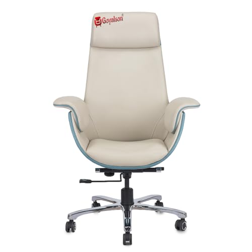 Image of GOYALSON Comfortable Revolving Chair for Director Principal Manager Office with arm Rest with Wheels and Cushioned seat Back (1, Blue, Premium Design High Back)