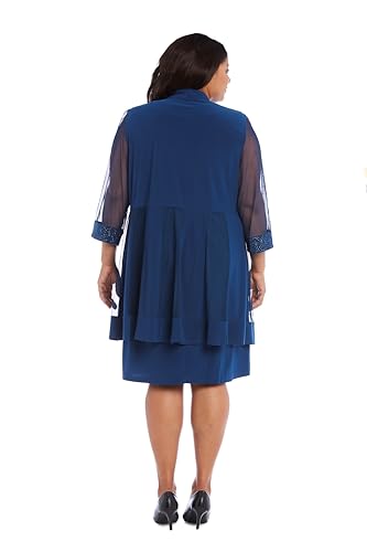 Image of R&M Richards Women's Petite Glitter Trim Jacket Dress