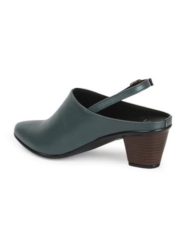 Image of Carlton London Women Comfortable Block Heel Round Toe Fashion Mule Shoes with Backstrap for Office, Casual and Formal Use