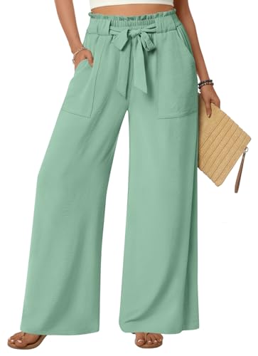 Anyhold Wide-Leg Palazzo Pants (Green)