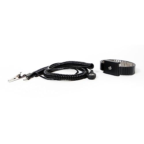 Bertech Metal Wrist Strap with 12' Cord, 1 Megohm Resistor, 4mm Snap, Black - Thumbnail 2