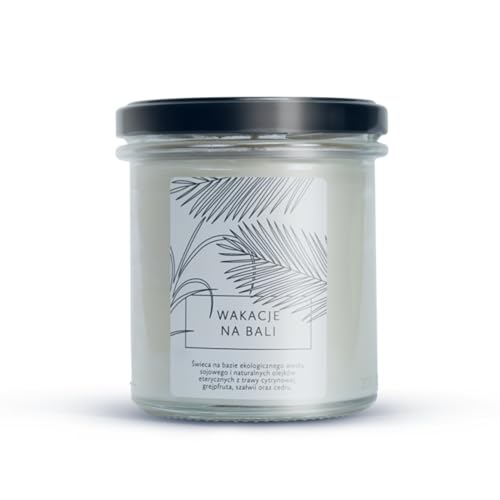 Hagi Bali Holiday Sojakerze, Brenndauer ca. 75 h,Duftkerze im Glas, Sojawachs, Entspannender, Exotischer Wohlgeruch, Zitronengras, Vanille, Salbei, Zedernholz