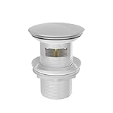 BERGFELD Push Open Ablaufventil Ablaufgarnitur Pop Up Popup Ventil Waschtisch Waschbecken Bad Ablauf Abfluss Sifon Siphon Stöpsel mit Überlauf weiss