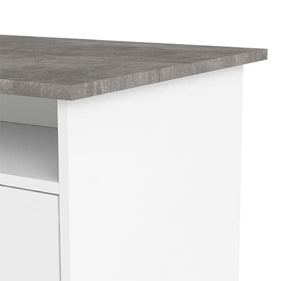 Image of Lakdi The Furniture Home and Office Modern Home Office Computer Desk - Writing Workstation with 4 Storage Drawers, Locking Security Cabinet, and Open Cubby Shelf - White & Grey Finish - 121534271