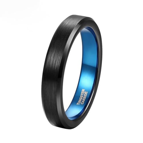 Bague mariage tungstène noir bleu fiançailles homme femme