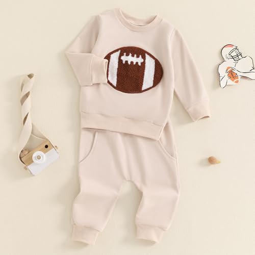 Baby Boys Cute Football Print Long Sleeve Sweatshirts and Stripe Long Pants Toddler Fall Winter Outfits3