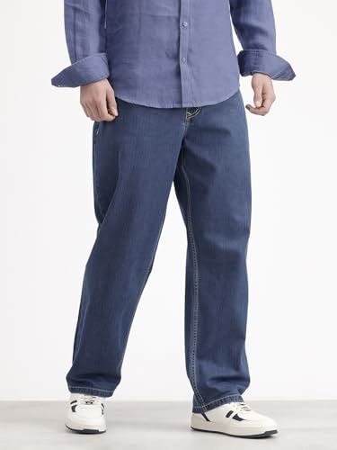 Image of WROGN Men's Pure Cotton Jeans | Solid | Loose Fit
