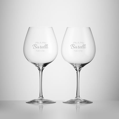 Waterford Personalized Elegance Merlot Wine Glasses, Set of 2 Custom Engraved 23.2oz Crystal Red Wine Glasses for Bordeaux, Cabernet, Gifts for Wine Lovers