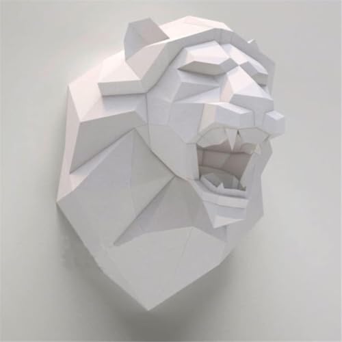 Artisanat géométrique lion 3D en papier rigide - Set de 2 pièces