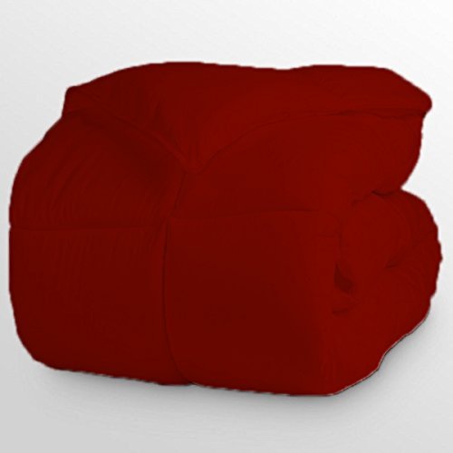 Dream'z Bedding Luxury 350 Thread Count 100 GSM Fiber Fill 1pc Comforter Oversized Super King Size, Burgundy Stripe 100% Egyptian Cotton