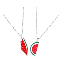 LALADEFIEE 2 pezzi Collana con Ciondolo Anguria per Ragazze da Eleganti Gioielli Moda Collana Sposa e Festa Accessorio Estivo e Quotidiano Design Delicato e Skin-friendly
