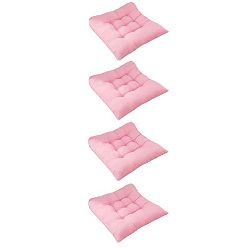 Esszimmerstuhlkissen 4er Set Weiche Bequem Küchenstuhl Sitzpolster mit Anti-Rutsch-Bindebändern für Home Office Wohnzimmer Garten (Rosa 40 x 40 cm) Cover