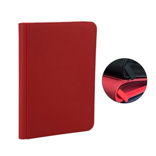 Qianly Álbum de Cartões em PU com Capas para Fotos E Páginas Duplas, Vermelho