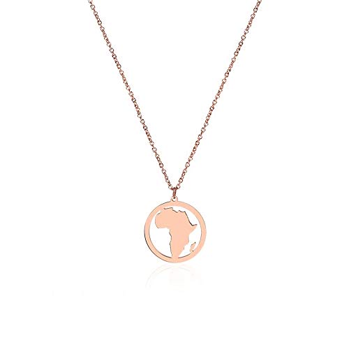 NOUMANDA Fashion Africa Map Necklace Cut Copper Hollow Round Pendant Jewelry