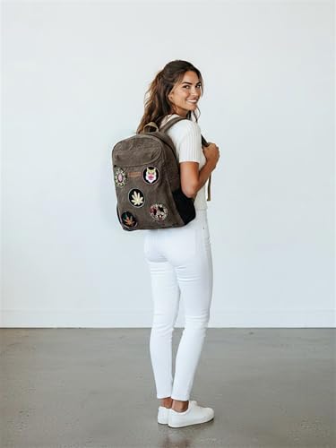 Image of The House of tara Canvas Laptop Backpack for Men & Women 16 Liters | Casual Bag with Waterproof Inner Lining & Laptop Compartment (fits up to 15.6 Inch) | Suitable for College & Travel (Acron Brown)