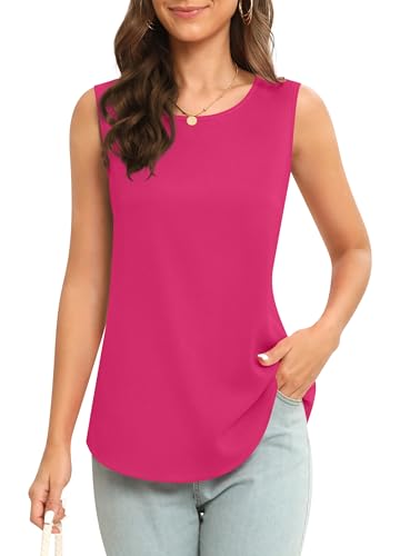 Image of Women's Sleeveless Chiffon Tank Top Business Casual Blouse Tunic Top