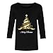 3/4 Sleeve Christmas Shirts for Women Cute Xmas Graphic Tees Funny Christmas Crewneck Sweatshirt Fashion Holiday Tops