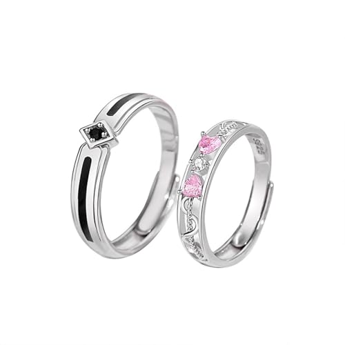 Bague réglable fiançailles couple personnalisé argent et alliance femme homme