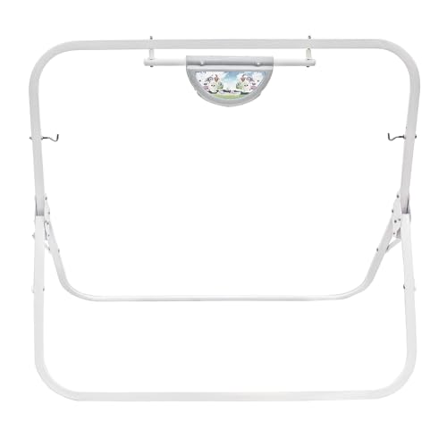 Image of BABYBLESSING Baby Cradle with Swing and Mosquito Net | with 4 Wheels | Foldable & Movable | Sturdy and Safe | Durable | Jhulla | Palna | Easy to use | White-Grey