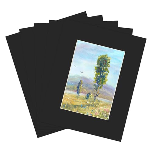 ZBEIVAN 8x10 Black Picture Mats with Core Bevel Cut Frame Mattes for 5x7 Pictures - Pack of 5
