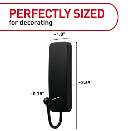 Image of Command Medium Matte Black Wall Hook, 2 Coat Hooks and 4 Strips, Damage-Free Hanging with Adhesive, No Tools Great for Hanging Home Decor, Holds up to 3 lb