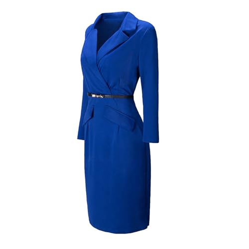 Women's Long Sleeve Double Notch Lapel Formal Business Work Pencil Dress3