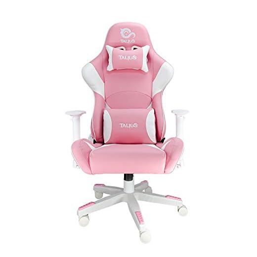 Talius Dragonfly - Silla Gaming Rosa y Blanca con Cuero, Ergonomía, 3D, Nylon y Alta Densidad (Rosa)