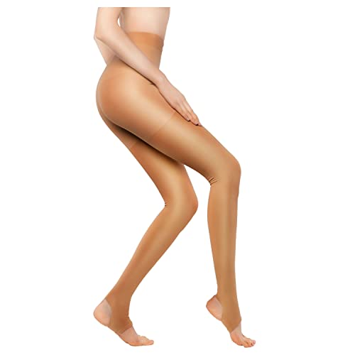 Image of Lin Performance Women Compression Stirrup Pantyhose 15-20mmHg Leg Slimming